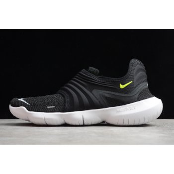 2020 Nike Free RN Flyknit 3.0 Black White-Volt AQ5707-001 Shoes